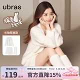 ubras【虞书欣同款】兔绒绒开襟家居服套装厚款女加绒睡衣冬季女 【长袖短裤套装】纯白色 M