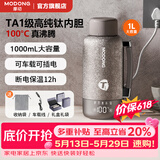 摩动电热水壶高纯钛内胆0涂层便携式家用车载烧水壶旅行出差烧水杯冲奶泡茶电热水瓶恒温电水壶 1L TA1级高纯钛-车载/插座两用【礼盒装】