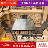 紫叶户外桌椅组合 阳台桌椅 现代简约 庭院露天铁艺休闲桌椅餐桌藤椅 4【椅】+1【方桌有孔 80X80】