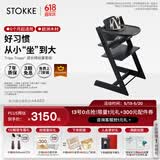 Stokke【1元锁好礼】成长椅五件套宝宝TT婴儿多功能儿童高脚餐椅学坐椅 五件套含赠坐垫-黑色-石楠紫护栏