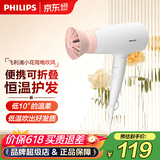 飞利浦（PHILIPS）【价保618】电吹风机家用大功率 恒温速干 发廊沙龙专业级吹风筒 便携折叠+1600W+3档丨BHD309白