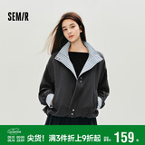 森马（Semir）外套女秋季花苞拼接格子宽松立领2025风文艺通勤夹克10A525108004