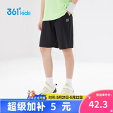 361°儿童短裤夏季男女童3-12岁透气运动裤梭织五分裤 黑 170