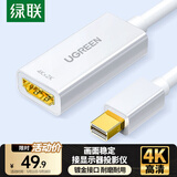绿联Mini DP转HDMI转换器线4K迷你DP雷电2转接头 适用苹果微软Surface电脑显卡接显示器投影仪40361