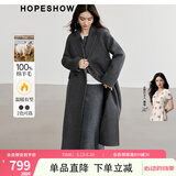 红袖高级感超好看毛呢大衣冬季新款女装100%绵羊毛质感保暖双面呢外套 烟灰056 M