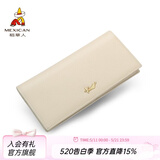 稻草人女士钱包头层牛皮多功能零钱包多卡位拉链钱包520礼物送老婆长辈 长款-白色