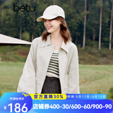 百图betu女装春季新款短外套工装夹克宽松显瘦抽绳外套2401T43 米白 L