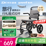 鱼跃(yuwell)手动轮椅车1100A折叠老人轻便便携式手推车旅行可上飞机