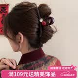 向晚发夹发卡红珠水钻抓夹女高级感大号鲨鱼夹后脑勺发夹女生日礼物女