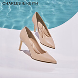 CHARLES&KEITH简约通勤尖头高跟鞋子女鞋休闲单鞋生日礼物送女友CK1-60280245-1 Nude肉色 38