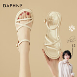 DAPHNE达芙妮凉鞋女夏季外穿时尚平跟百搭仙女风孕妇新款软底气质罗马鞋 米色 跟高2.5cm 37 (235mm)