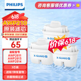 飞利浦（PHILIPS）净水壶滤水壶过滤水壶净水器滤水器过滤器滤芯 标准版滤芯【3只装】AWP210