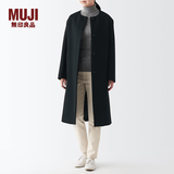 MUJI 女式 绵羊毛 无领大衣 BDA13C2A 毛呢外套 长款外套 黑色 L