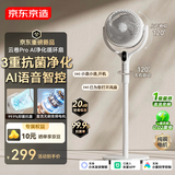 京东京造【米家智控】99%抗菌AI语音空气循环扇直流变频轻音超静音负离子净化一级能效节能落地扇