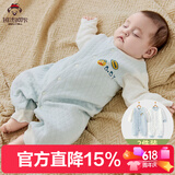 班杰威尔婴儿衣服春秋季夹棉连体衣宝宝保暖哈衣爬服 保暖蓝色2件装 73码