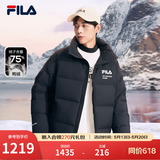 斐乐（FILA） 官方羽绒服情侣款冬季休闲运动连帽长袖印花保暖外套男女装上衣 正黑色-BK M 170/92A