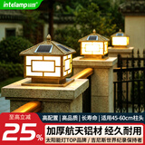 颖朗太阳能围墙柱头灯户外庭院大门两侧柱子灯农村别墅家用防水立柱灯 【太阳能尖顶款古铜色】适用45-60的柱子-铝合金材质
