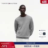 Tommy Hilfiger【撞色横条纹】26春夏新款男纯棉休闲学院风圆领内搭针织衫 【纯色绣标毛衣】极简灰P7D M （推荐：135-150斤）