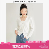 佐丹奴（Giordano）针织开衫女小外套 纯棉V领小衫女 外搭纯色女外衣05350649