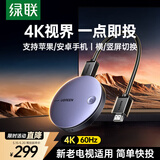 绿联手机无线投屏4K60Hz高清视频同屏器HDMI接收器适用苹果华为手机平板电脑接电视显示器投影仪15216