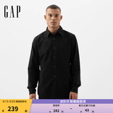 GAP男装春季经典款纯棉基础款翻领长袖衬衫常规上衣美版422488 黑色 514274 XL 美码 2XL亚洲码185/108A