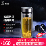 希诺（heenoor）双层玻璃杯男士办公泡茶杯送礼耐高温大容量水杯节日礼物礼盒 经典-加长款410ml