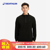 迪卡侬（DECATHLON）保暖户外抓绒衣外套男女运动宽松秋摇粒绒外套冲锋衣内胆 男款-半拉链-黑色 L