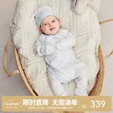 英氏（YEEHOO）婴儿礼盒高档新生儿衣服男女宝宝礼物初新生儿礼盒送礼满月服套装 蓝快乐字母【6件套】 59cm （出生礼0-3月）