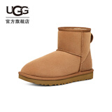 UGG秋季女士休闲舒适平底圆头纯色保暖经典迷你短靴雪地靴1016222 CHE | 栗色 37