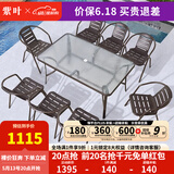 紫叶（ziye）户外阳台桌椅 休闲庭院座椅室外花园餐桌椅 简约现代 铁艺家具 升级款 8【椅】+1【150X90长桌】