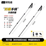 探险者（TAN XIAN ZHE）登山杖碳纤维徒步登山杖折叠专业户外登山杖伸缩超轻徒步装备拐棍 多档位2只装-铝合金伸缩钛银灰