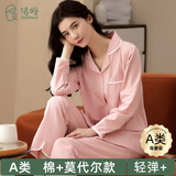 倩嫚月子服纯棉A类全棉100%棉秋冬款春秋季产后喂奶孕妇哺乳睡衣大码 (160克春夏款)喜悦 M码
