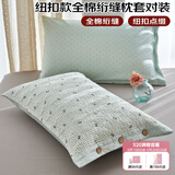 艾薇 枕头套枕套一对纯棉家用全棉绗缝夹棉单人枕芯套 蝶梦 48*74cm