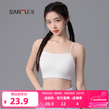 三福2024新款运动风文胸女固定杯抹胸美背细肩带裹胸吊带背心内衣 白色 80B