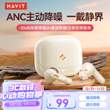 海威特S5mini真无线主动降噪蓝牙耳机 ANC蓝牙5.3入耳式耳机 超长续航适用苹果华为小米 白苹果 华为