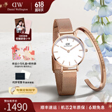 丹尼尔惠灵顿（DanielWellington）DW手表女 简约时尚欧美腕表石英女士手表 生日礼物送女友 女表+手镯155mm-DW219/DW4003