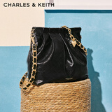 CHARLES&KEITH子母链条大容量流浪包托特包单肩斜挎包女包生日礼物CK2-40671449 【L号】Black黑色 L