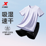 特步速干运动套装女夏季短袖短t短裤五分裤体考体测跑步服羽毛球服