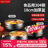 美厨（MAXCOOK）304不锈钢碗 大汤碗双层隔热 餐具面碗18CM MCWA613