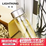 明尊（LIGHTKING）双层耐热玻璃杯 便携带盖杯子男士车载水杯办公室泡茶杯过滤水杯 凤图案【200ml】