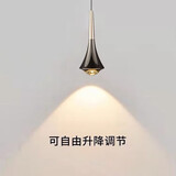 顿家2026新款床头吊灯高级感轻奢吊线灯现代简约网红可升降触摸小吊灯 珍珠黑单头升降+三色触摸开关