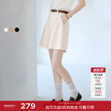 伊芙丽（eifini）秦岚代言【经典延续】休闲宽松A字廓形显瘦遮胯百搭百慕大短裤女 米白 M 105-115斤