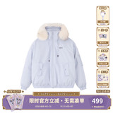 F426【赵露思同款】新国标90绒加厚大毛领工装派克连帽羽绒服 浅蓝色 S