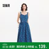 森马（Semir）牛仔连衣裙女甜酷时尚个性2025夏元气满印背带裙俏皮109325114025