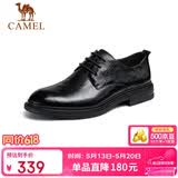 骆驼（CAMEL）德比轻便舒适抓花牛皮商务正装男士皮鞋 GE12235360 黑色 38