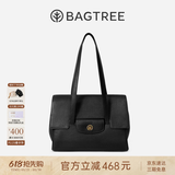 BAGTREE【朱珠代言】包包树海豚包轻奢植鞣皮托特包大容量通勤女士电脑包 大号-黑色 能装14寸MacBook 高级小众