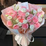 馨仪鲜花速递玫瑰向日葵康乃馨花束送女友生日礼物全国同城配送 21朵粉玫瑰混搭花束