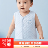 婴儿马甲春秋冬外穿保暖儿童马夹纯棉男宝宝坎肩夹棉新生儿背心女 杰利熊+蓝色 80