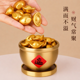 原始匠工黄铜百福缸米缸聚宝盆摆件金元宝米桶招聚财玄关客厅店铺装饰