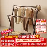 八海鸟卧室挂衣架落地立式家用床头衣帽架可折叠简约不占地收纳架置物架